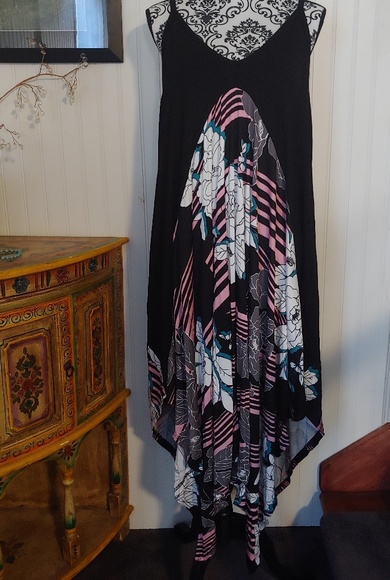 ☀️Sale~Giullia Floral/Stripe Asymmetrical Dress - Picture 5 of 7